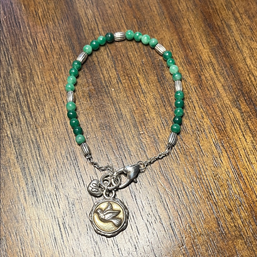Brighton Sweet Reflections green jade  Bracelet with a dove charm.